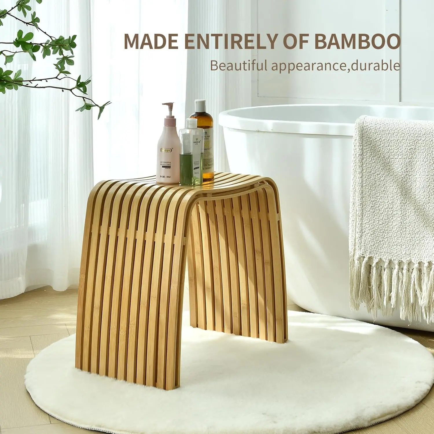 Bamboo Dining Stool and Chair - Durable and Beautifully Designed for Dining Room, Living Room, Bedroom and Bathroom