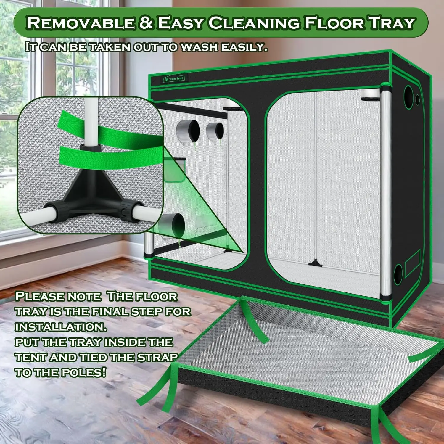 Grow Tent 96"x48"x78" 600D Mylar Hydroponic Indoor Grow Tent withObservation Window, Removabl Floor Tray and Tool Bagfor Indoor