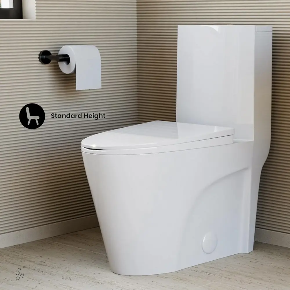 SM-1T254 St. Tropez One Piece Toilet Dual Tornado Flush 0.8/1.28 GPF with Soft Closing Seat, Comfort Height