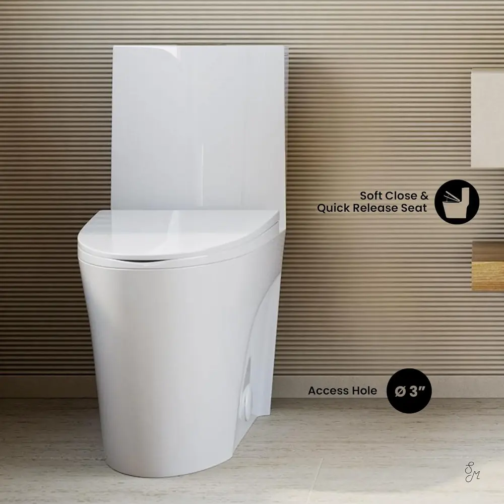 SM-1T254 St. Tropez One Piece Toilet Dual Tornado Flush 0.8/1.28 GPF with Soft Closing Seat, Comfort Height