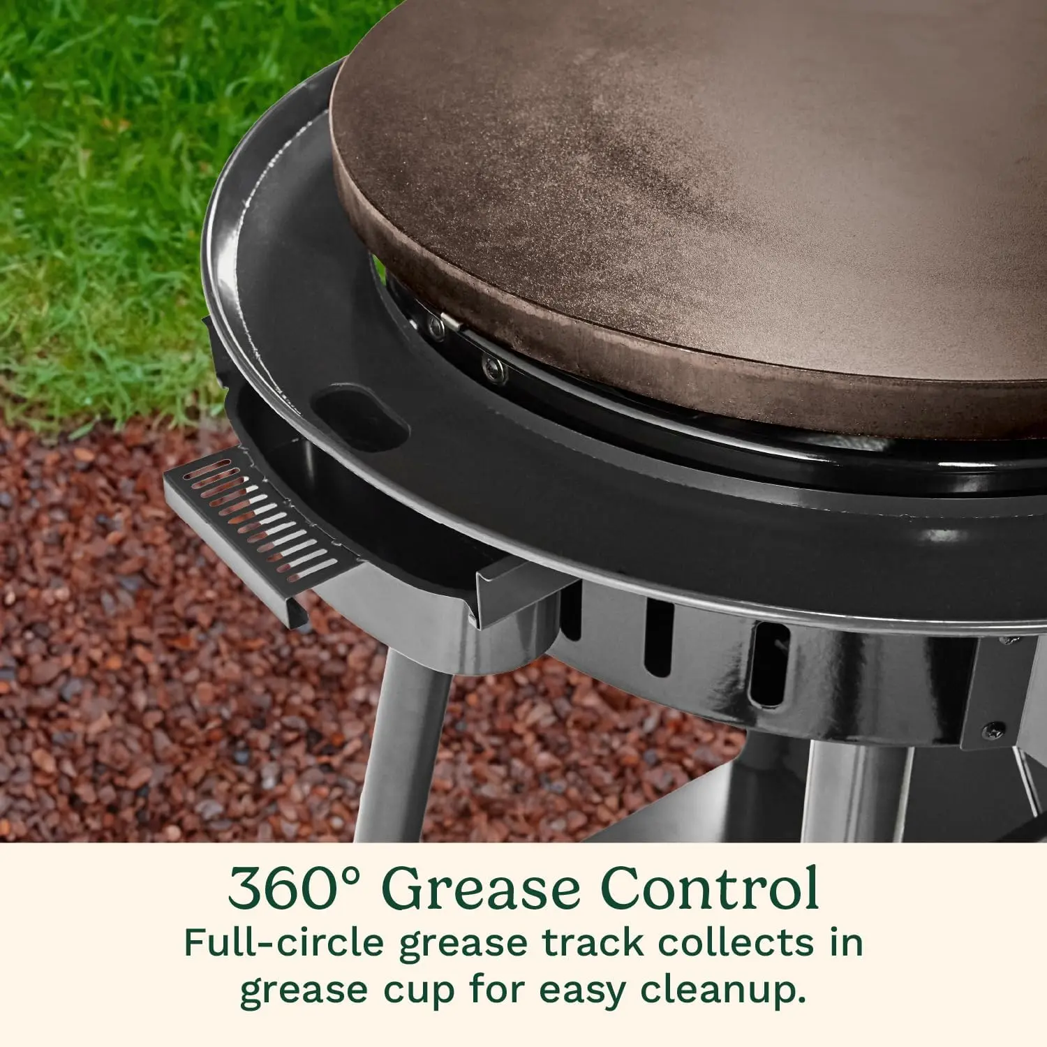 360° Griddle Outdoor Cooking Center, 22” Round Flat Top Grill with Stainless Steel Vented Lid, Folding Prep Table, 30,000 BTU B