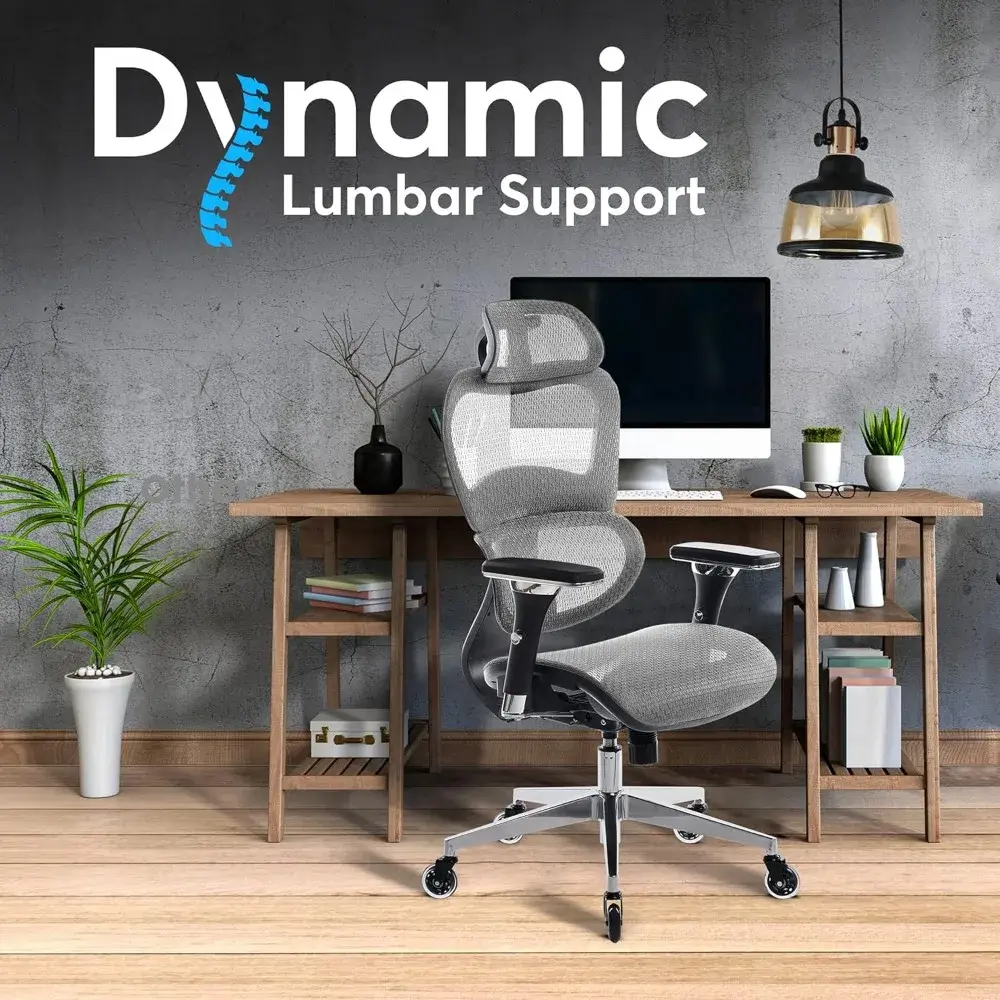 ErgoPro Ergonomic Office Chair - Rolling Desk Chair with 4D Adjustable Armrest, 3D Lumbar Support and Blade Wheels - Mesh Compu