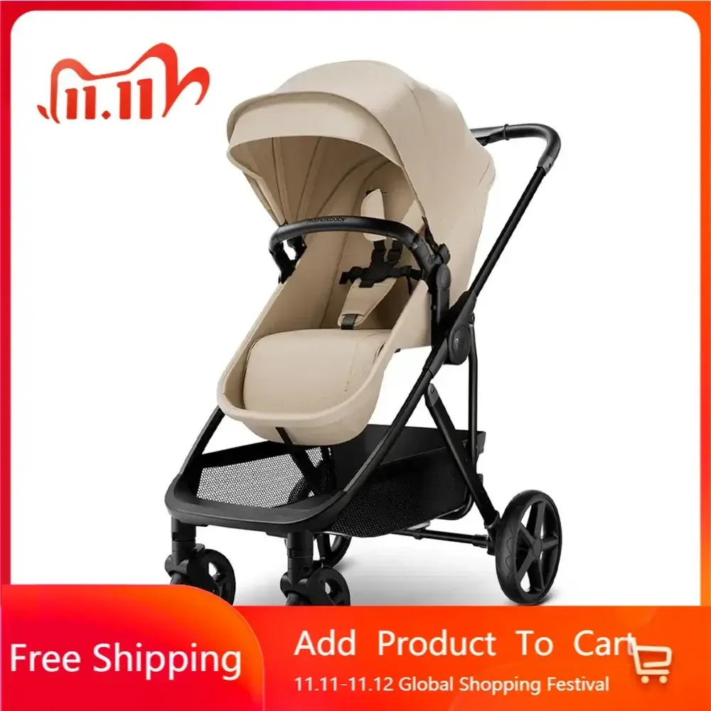 MAMA & BABY Rovee Bassinet Baby Stroller, 2-in-1 Foldable Infant Stroller with Reversible Seat, UPF 50+ Canopy, All-Terrain Whee