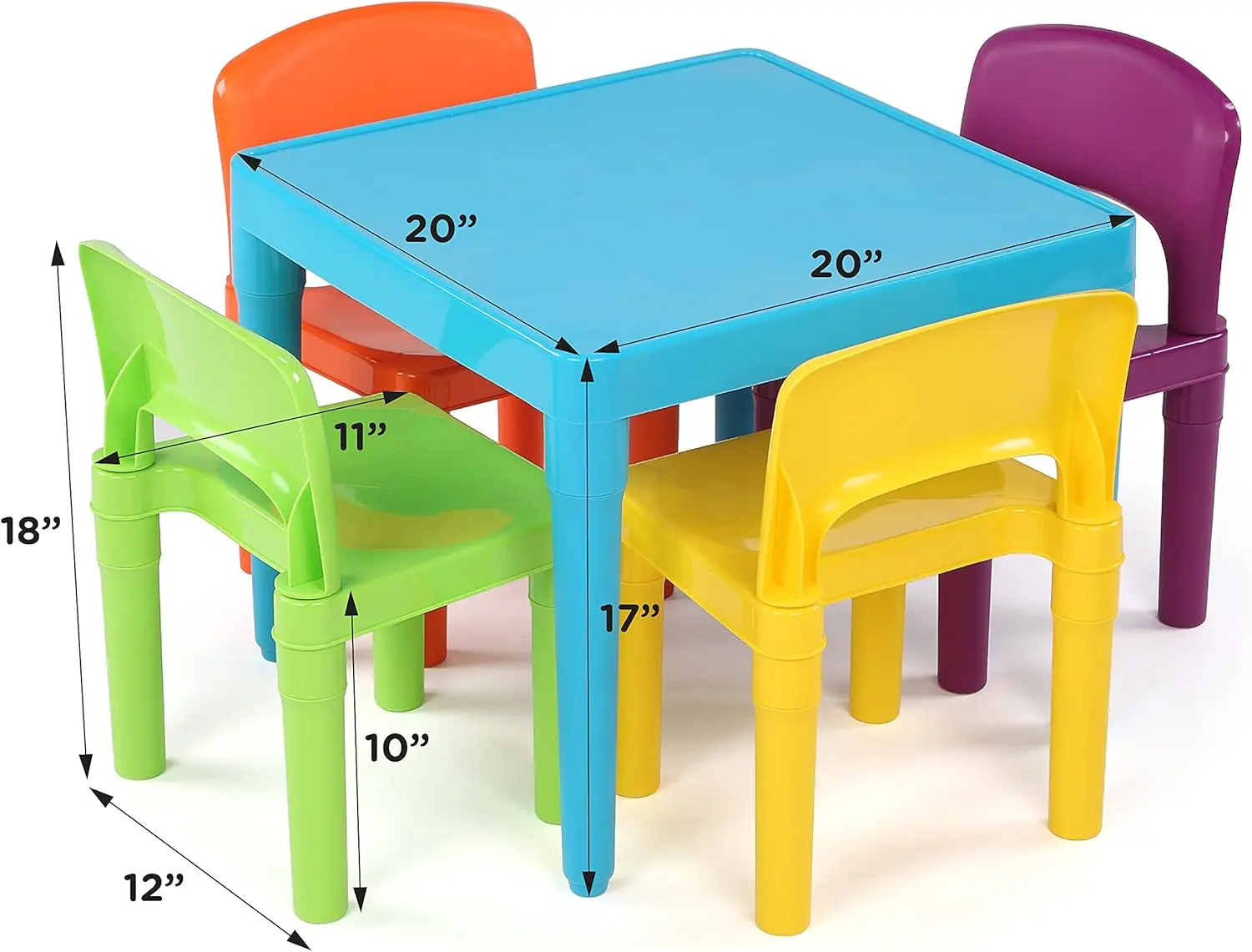 Kids Table and 4 Chair Set, Blue Table with Chairs - Sturdy Toddler Activity Table for Playtime, Arts, Crafts, Reading,