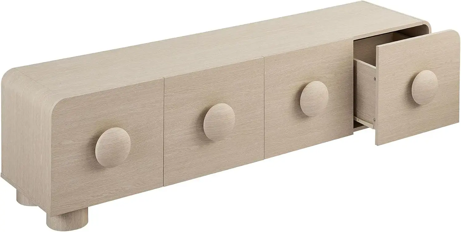 Sonnet 69" Retro Modern Low TV Stand in Ash