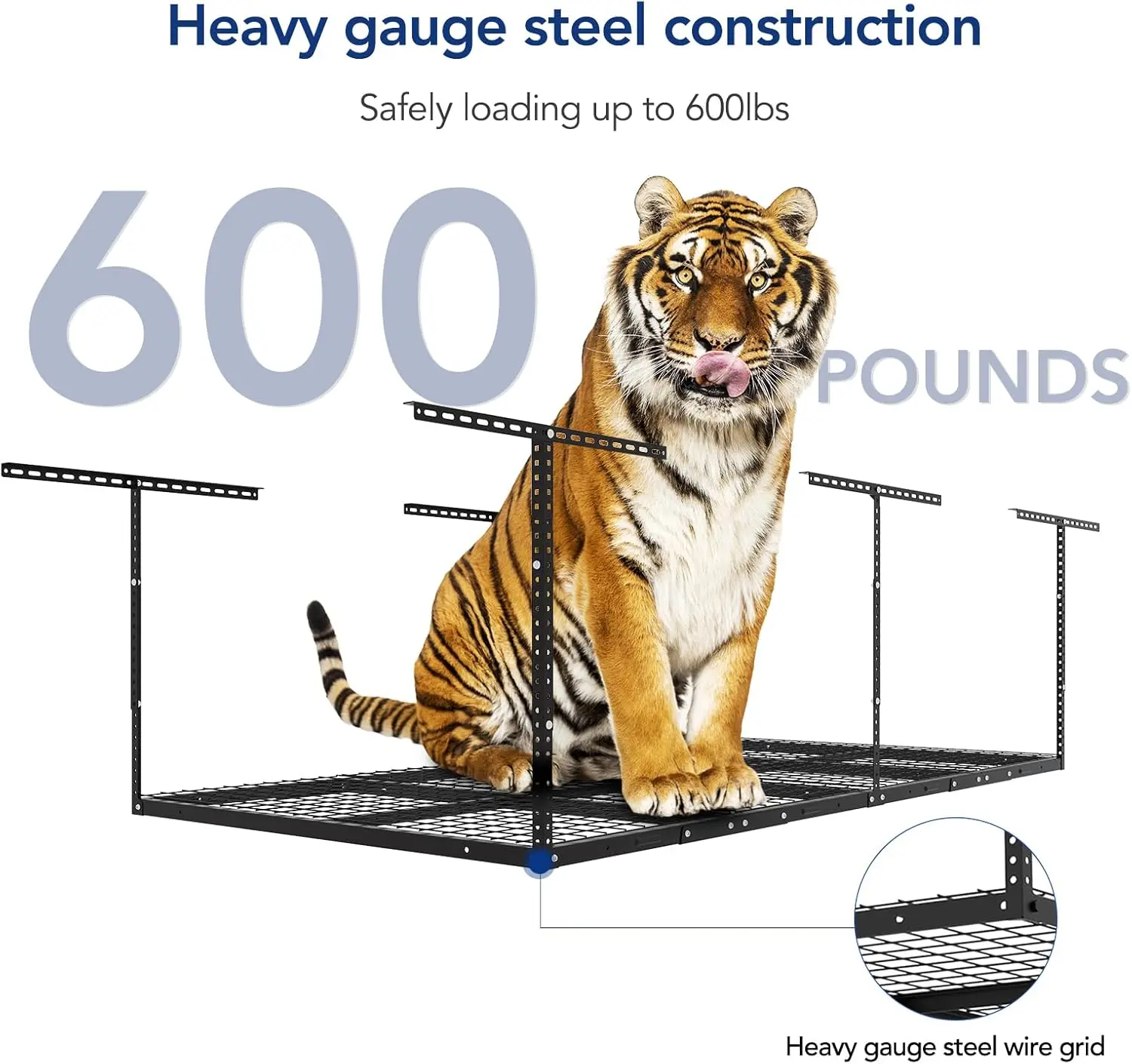 4x8 Overhead Garage Storage Rack, Adjustable Garage Storage Organization Systerm, Heavy Duty Metal Garage Ceiling Storage Racks