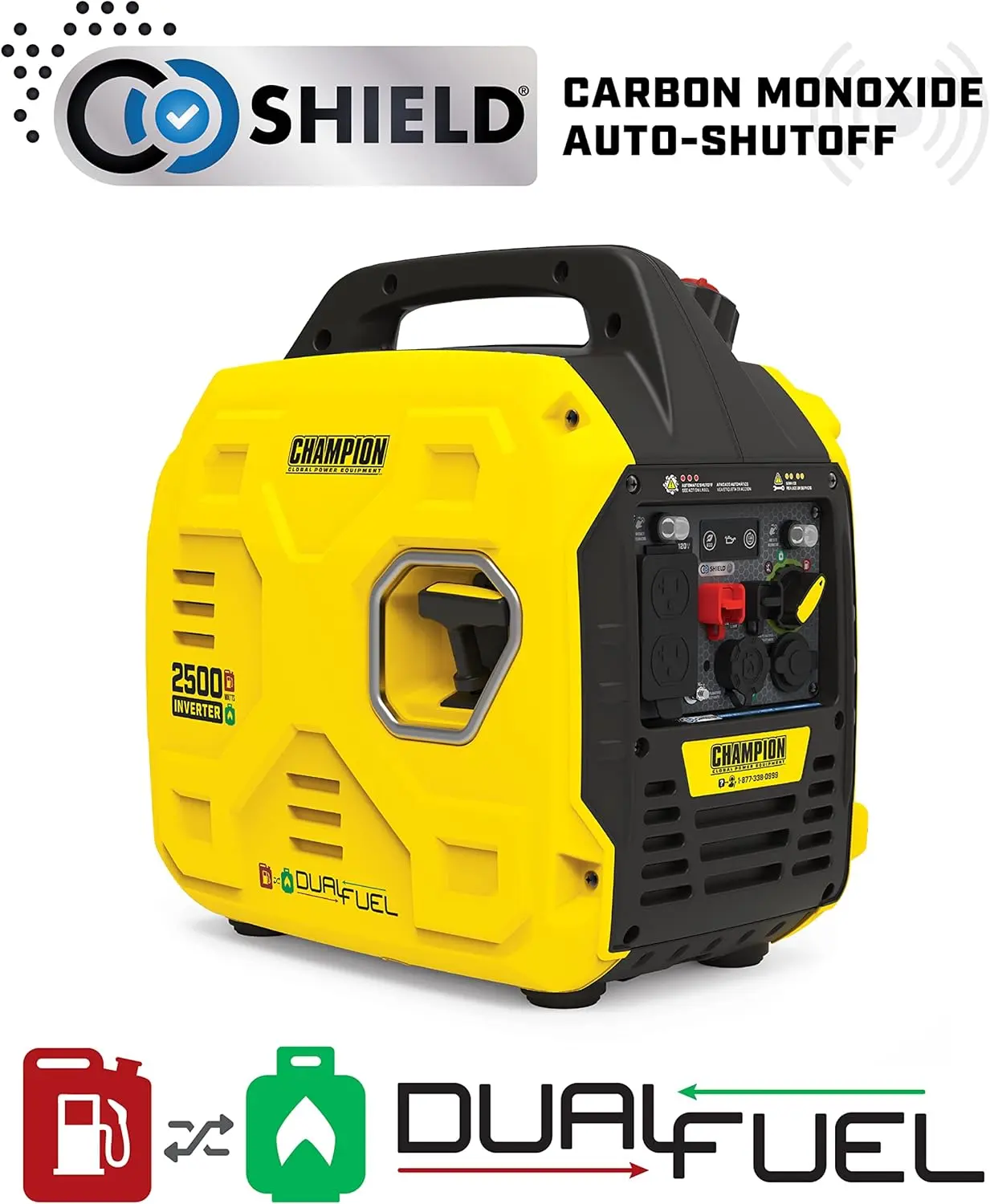 2500-Watt Dual Fuel Ultralight Portable Inverter Generator with Quiet Technology and CO Shield