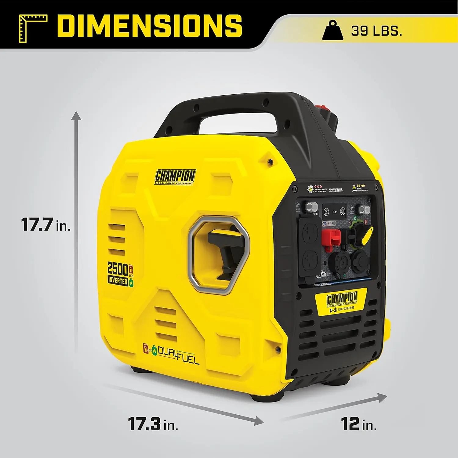2500-Watt Dual Fuel Ultralight Portable Inverter Generator with Quiet Technology and CO Shield