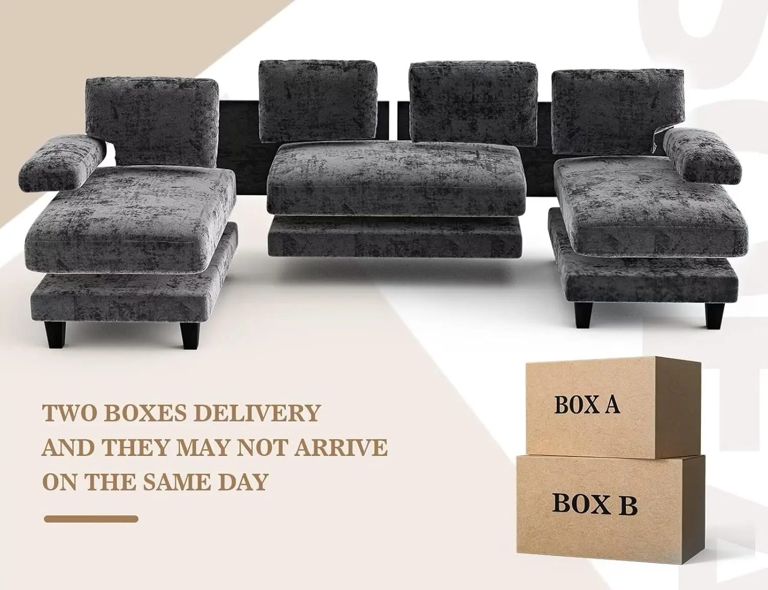 U Shaped Sectional Couches for Living Room, 111 Inch Modular Sofa with Double Chaise, Large Lounge Couch for Apartment,Grey