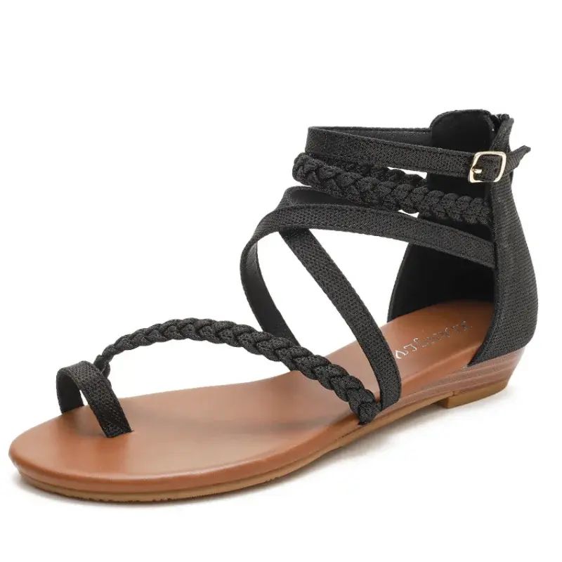XIHAHA Girl Roman Fashion New Sneaker Woman Hollow Shoe Toe Flat Bottom Casual Style Sandals Women's Dance Shoes
