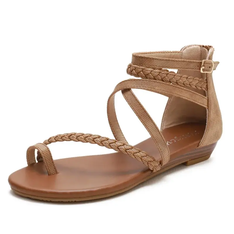 XIHAHA Girl Roman Fashion New Sneaker Woman Hollow Shoe Toe Flat Bottom Casual Style Sandals Women's Dance Shoes