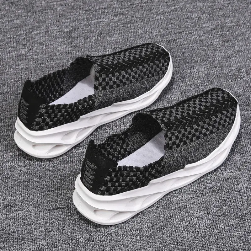 XIHAHA New Fashion Men's Shoes Comfort Breathable Woven Man Shoe Flat Bottom Sneakers Light Wear Resistant Outdoor Running Shoes