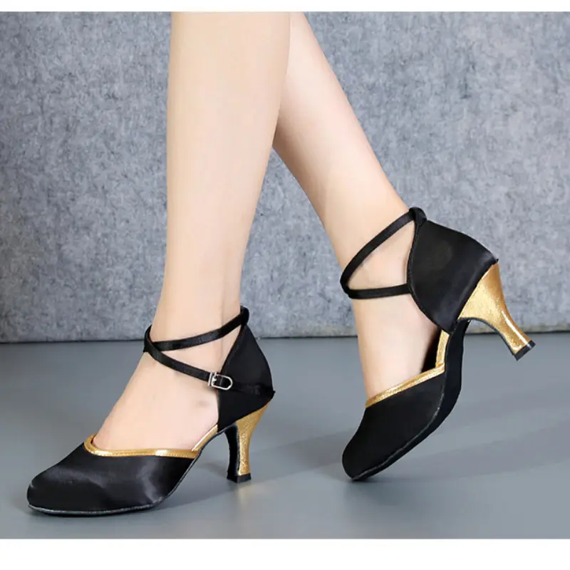 XIHAHA Woman Satin Covering Dance Shoes Soft Breathable Women Latin Dance Shoe Party Supplies Ballroom Latin Girl Ballroom Shoes