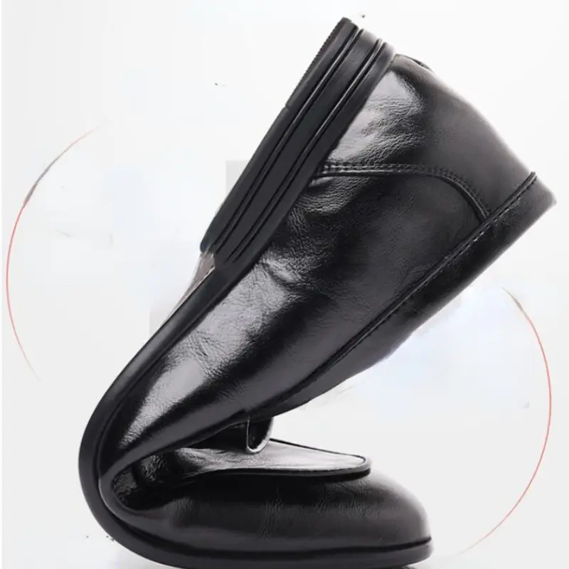 XIHAHA Fashion Men Shoe Man Casual Driving British Round Toe Lazy Shoes Male Leather Cowhide Shock Absorption Business Peas Shoe