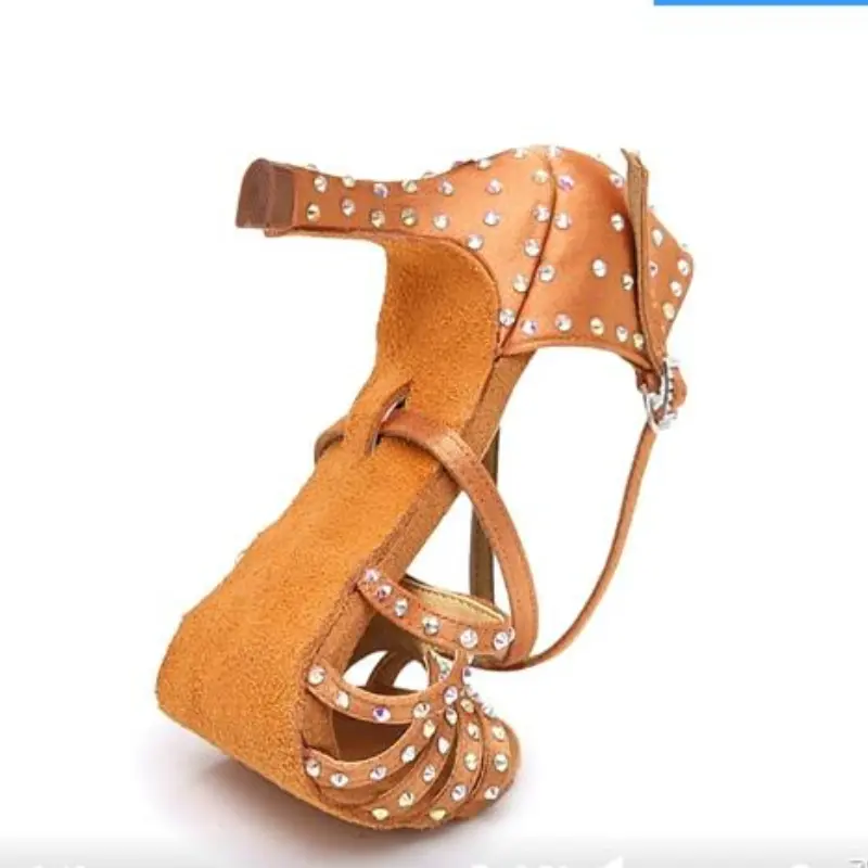 XIHAHA Women Hot Latin Dance Shoes for Satin Salsa Dance Shoe Girls for Rhinestone Ballroom Dance Shoes Shine Sandals Women's