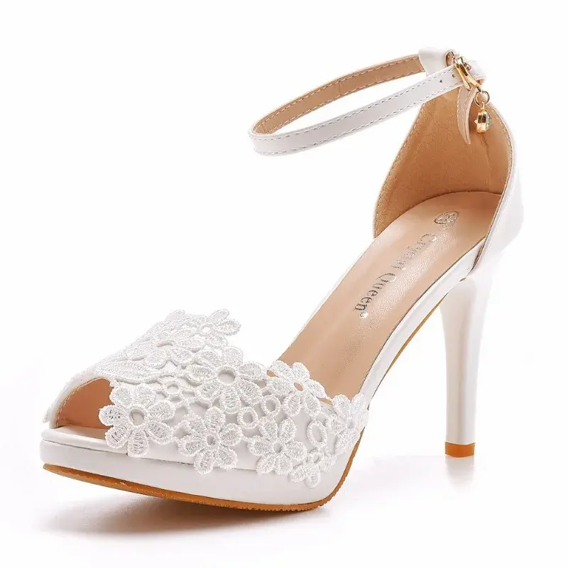 XIHAHA Women Sandals Designer Girl Heels Casual Shoes Woman Lace Wedding Shoe Open Toe Thin High-heeled Outdoor Sandalias Mujer