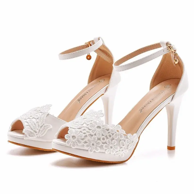 XIHAHA Women Sandals Designer Girl Heels Casual Shoes Woman Lace Wedding Shoe Open Toe Thin High-heeled Outdoor Sandalias Mujer