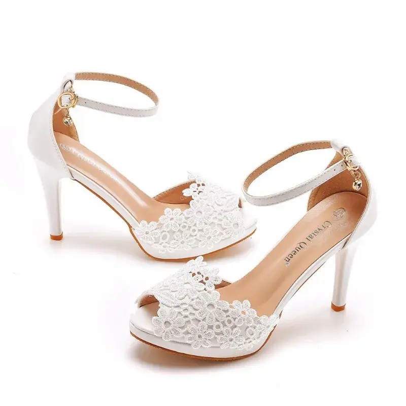 XIHAHA Women Sandals Designer Girl Heels Casual Shoes Woman Lace Wedding Shoe Open Toe Thin High-heeled Outdoor Sandalias Mujer