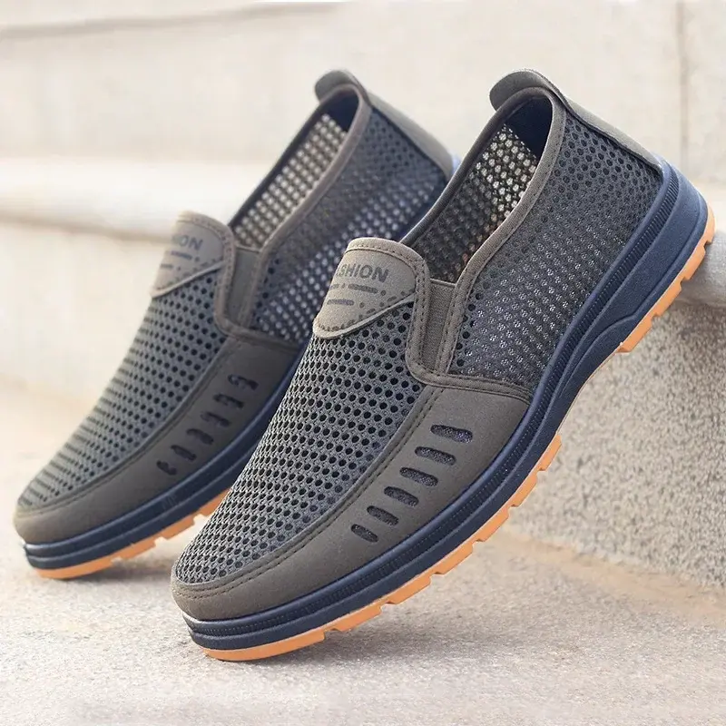 XIHAHA Fashion Men's Mesh Shoes Casual Sports Shoes Man Flat Slip-on Shoe Sports Shoe Male Summer Outdoor Walking Shoes