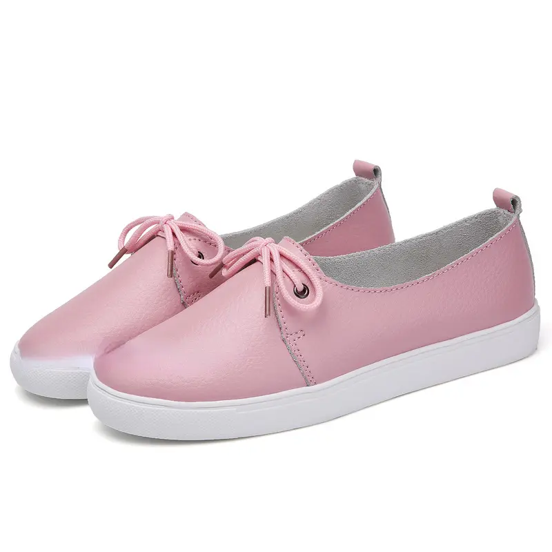 XIHAHA Summer Casual Comfortable Women's Flat White Lace-up Shoes Vulcanized Sneakers Ladies Light Soft Shallow Mouth Loafers