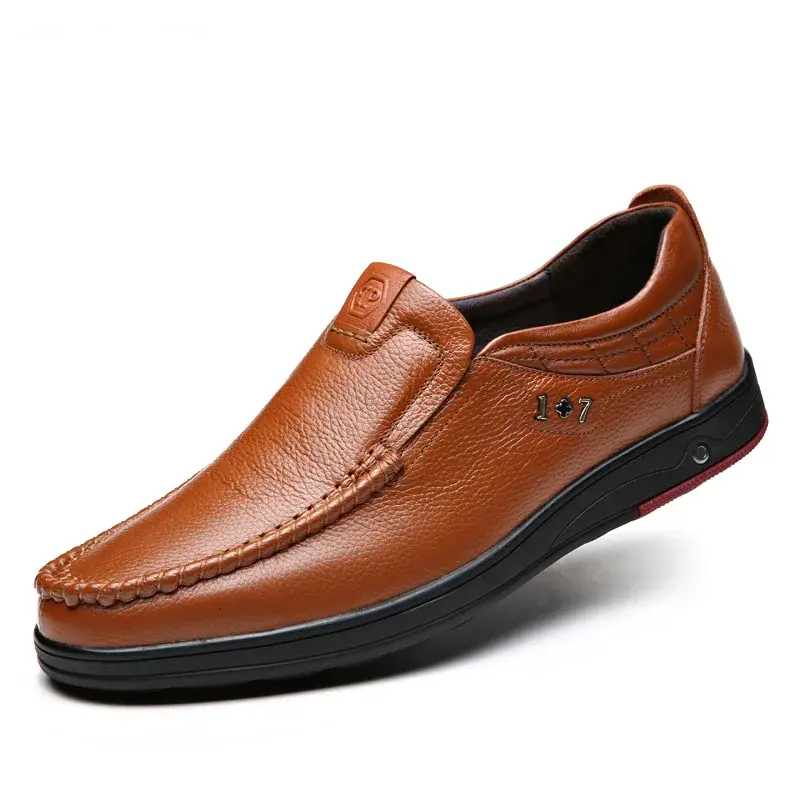 XIHAHA Fashion Genuine Leather Men Casual Shoes Luxury Brand Mens Loafers Moccasins Breathable Slip on Driving Shoes Sneaker