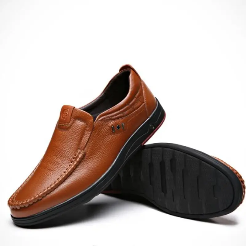 XIHAHA Fashion Genuine Leather Men Casual Shoes Luxury Brand Mens Loafers Moccasins Breathable Slip on Driving Shoes Sneaker