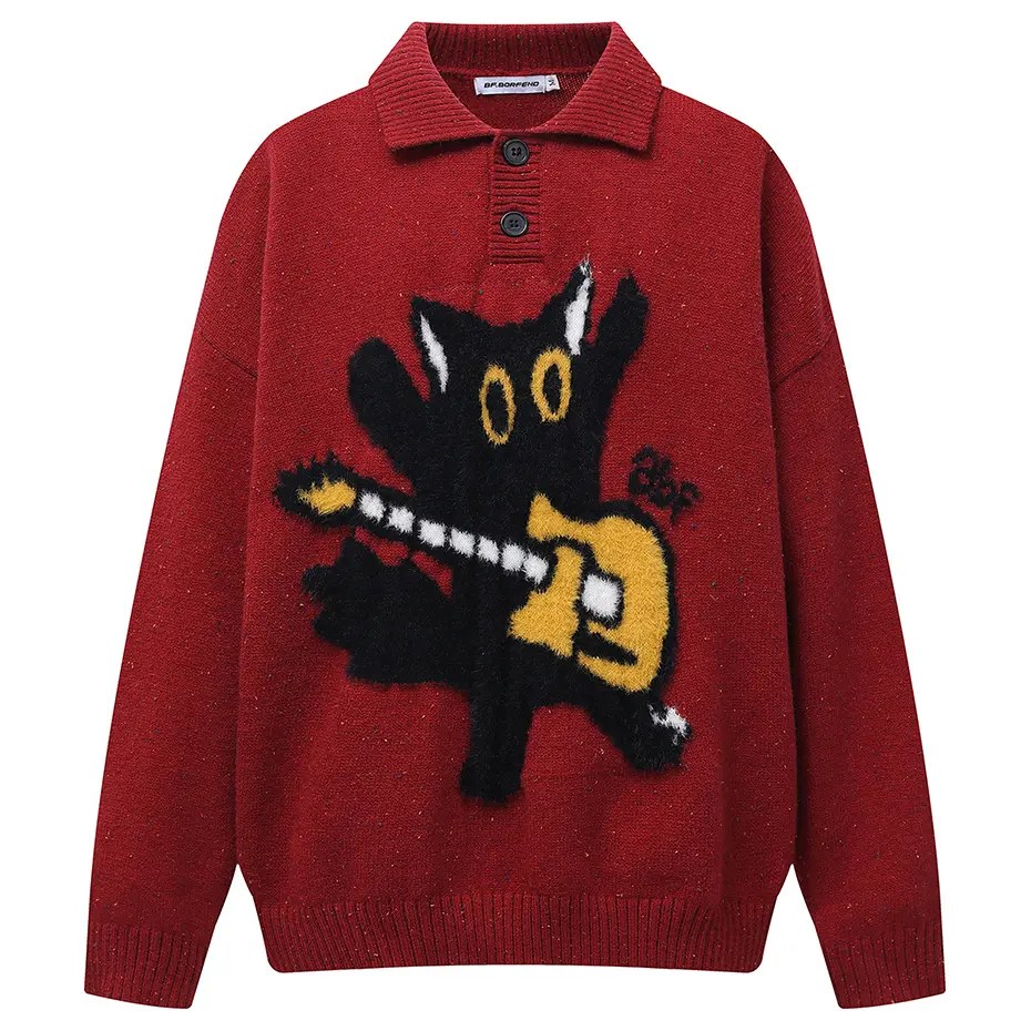 Cartoon Graphic Sweaters Men Streetwear Harajuku Hip Hop Oversized Sweaters Knit Pullover Jumper Casual Loose Sweaters