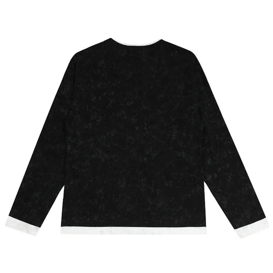 Gothic Punk T Shirt Black Fake Two Piece Long Sleeve Tee Tops Men's Streetwear Harajuku Oversized Hip Hop T-shirts
