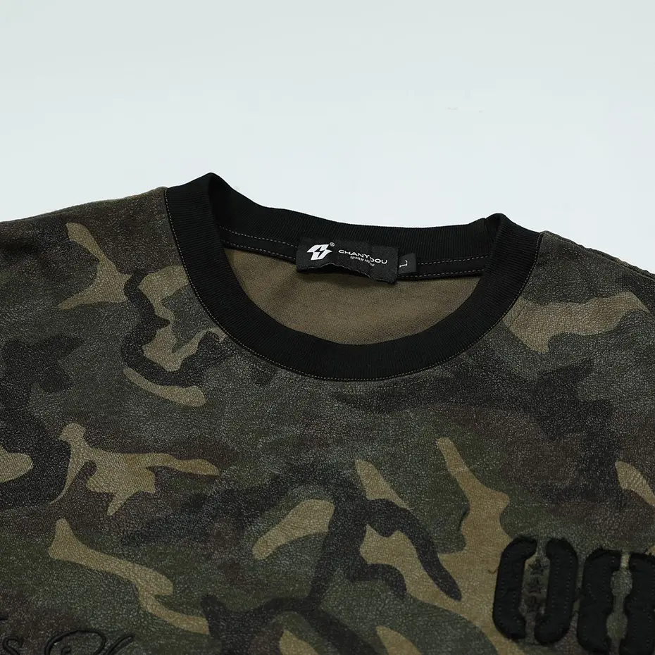 Vintage Camouflage T Shirts Fake Two Piece Loose Long Sleeve T-shirts Streetwear Harajuku Hip Hop Oversized Tshirts Tee Tops
