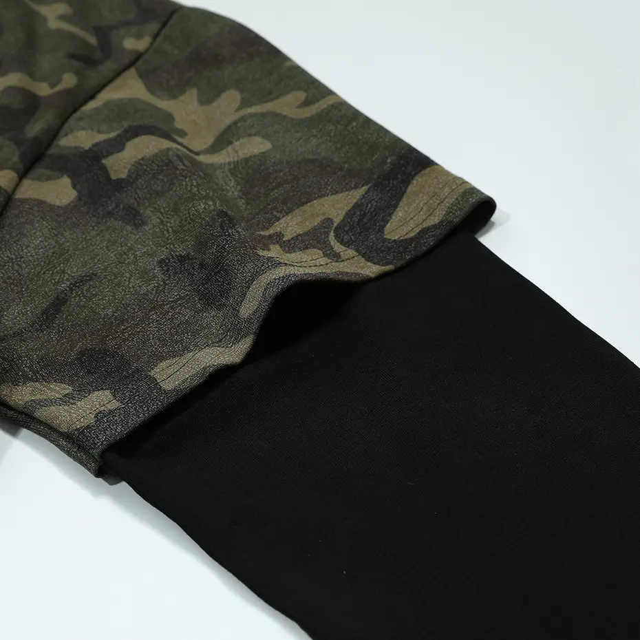 Vintage Camouflage T Shirts Fake Two Piece Loose Long Sleeve T-shirts Streetwear Harajuku Hip Hop Oversized Tshirts Tee Tops