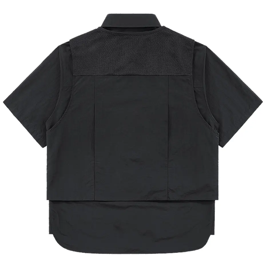 Men's Cargo Shirts Fashion Multi Pockets Vest Shirts Two Piece Set Designer Shirts 2024 Summer Short Sleeve Button Up Blouse