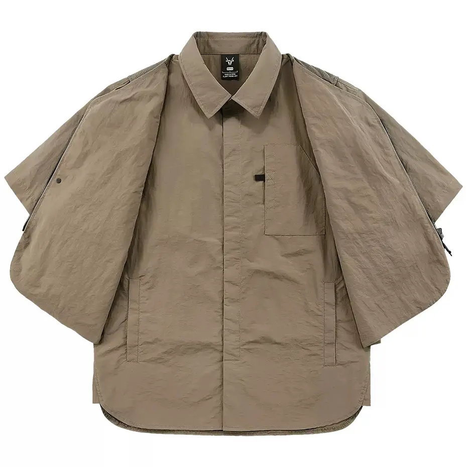 Men's Cargo Shirts Fashion Multi Pockets Vest Shirts Two Piece Set Designer Shirts 2024 Summer Short Sleeve Button Up Blouse