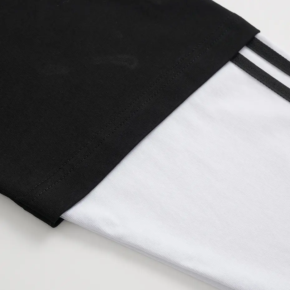 Streetwear Hip Hop T Shirts Fake Two Piece Harajuku Oversized T-shirts Men Casual Loose Long Sleeve Tshirts Tee Tops