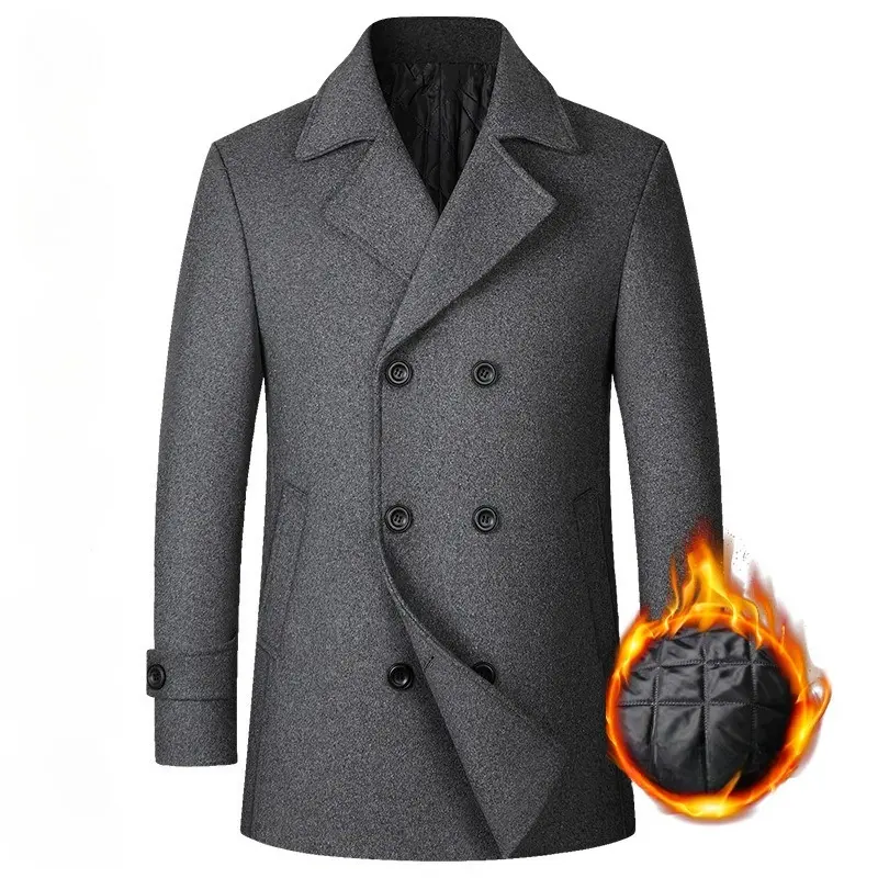 New Winter Men Double Breasted Woolen Coats Thicker Warm Cashmere Trench Coats Long Jackets Quality Male Winter Overcoats Eur XX
