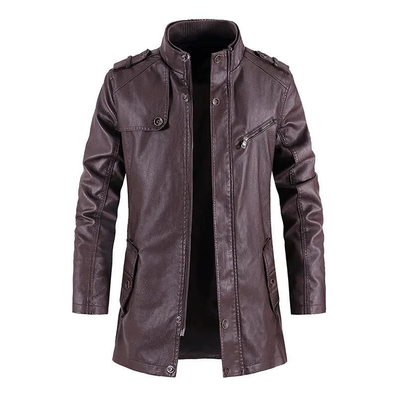 New Autumn Man Leather Overcoats Men Slim Casual PU Leather Trench Coats Quality Male Motorcycle Leather Long Jackets Size XXL