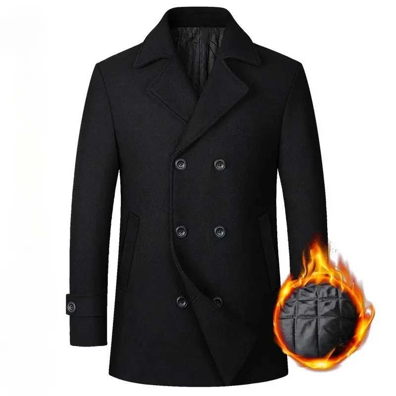New Winter Men Double Breasted Woolen Coats Thicker Warm Cashmere Trench Coats Long Jackets Quality Male Winter Overcoats Eur XX