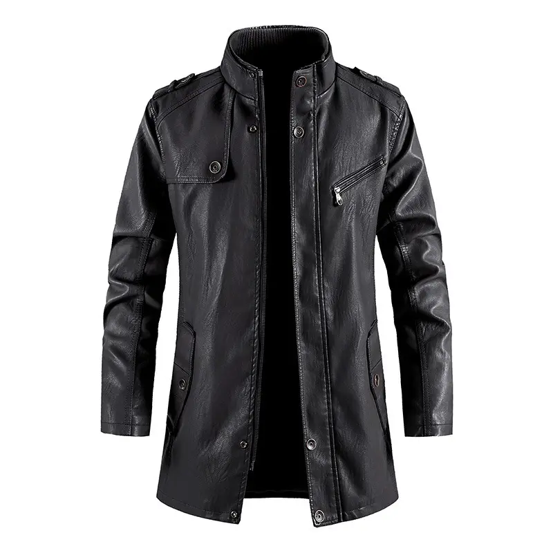 New Autumn Man Leather Overcoats Men Slim Casual PU Leather Trench Coats Quality Male Motorcycle Leather Long Jackets Size XXL