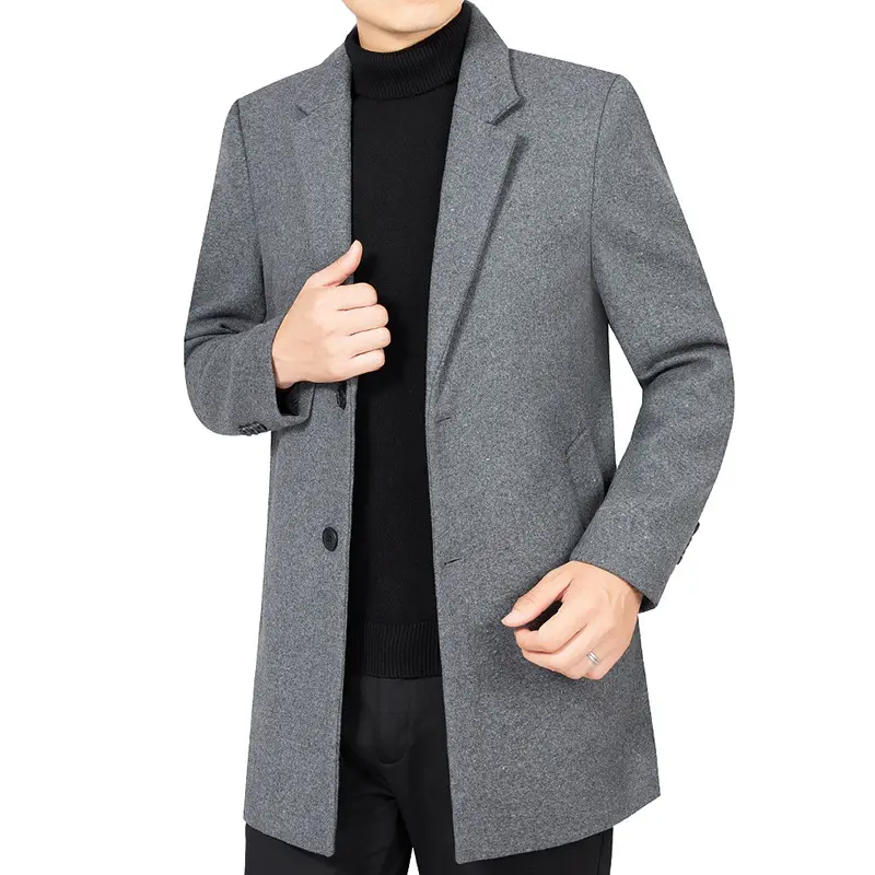 New Winter Overcoats Men Business Casual Woollen Blends Man Cashmere Trench Coats Quality Male Thicker Warm Long Jackets Size 4X