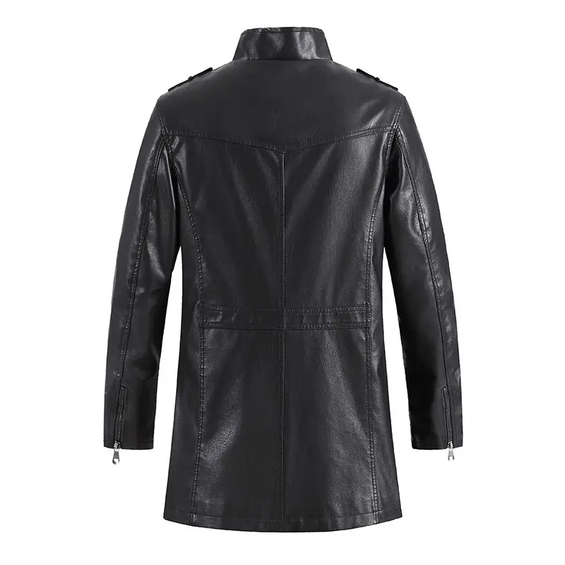 New Autumn Man Leather Overcoats Men Slim Casual PU Leather Trench Coats Quality Male Motorcycle Leather Long Jackets Size XXL