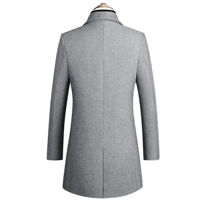 New Winter Men Long Winter Jackets Wool Blends Cashmere Trench Coats High Quality  Male Business Casual Slim Trench Coats 4XL