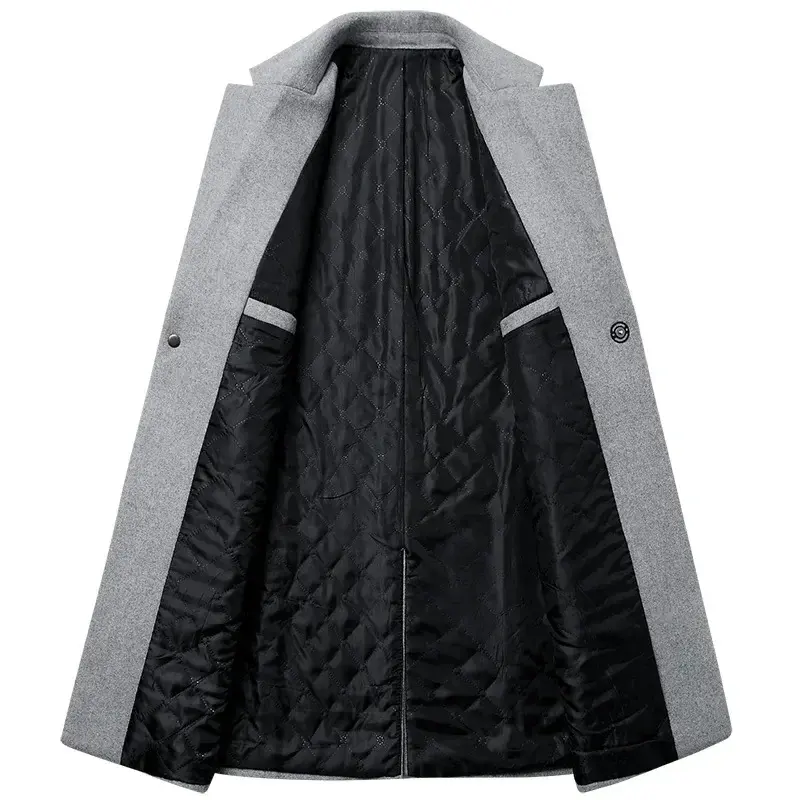 New Winter Men Long Winter Jackets Wool Blends Cashmere Trench Coats High Quality  Male Business Casual Slim Trench Coats 4XL