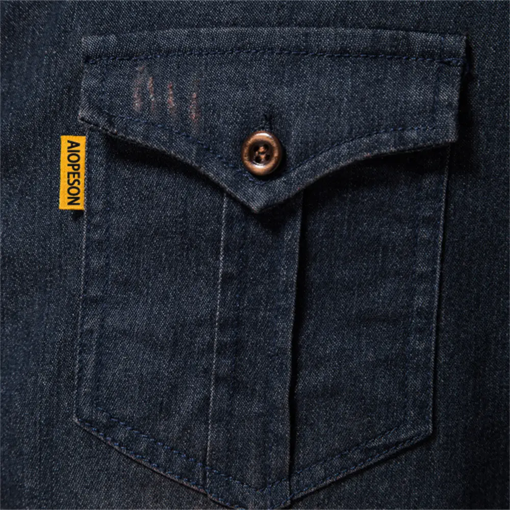 Men Elastic Cotton Denim Shirts New Male Black Long Sleeve Quality Cowboy Shirts for Men Casual Slim Fit Mens Designer Clothing