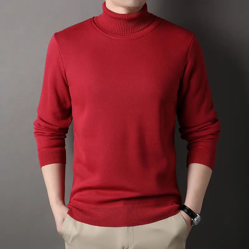 Men Winter Turtlenecks Sweaters Knitwear Pullovers Solid Long Sleeved Fleece Sweater Male Casual Daily Multicolor Sweaters 4XL