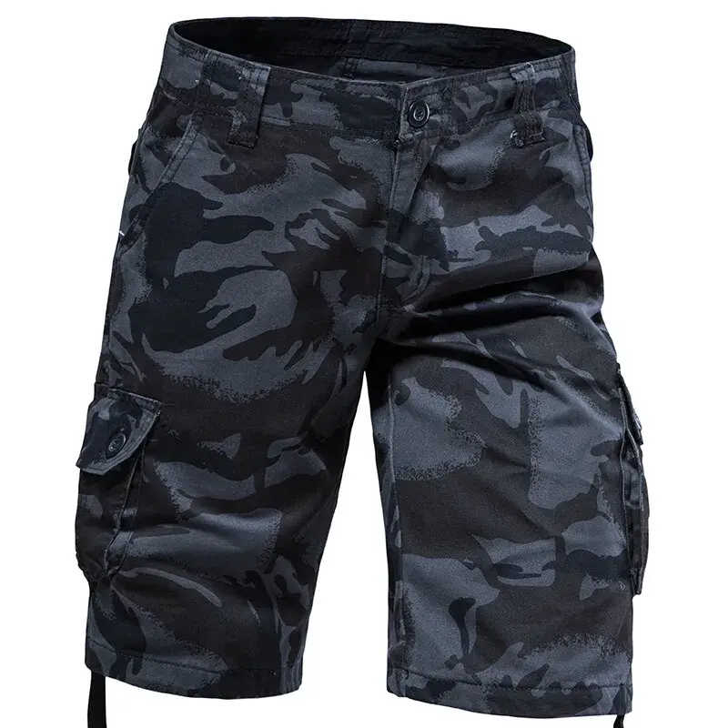 New Summer Men Camouflage Multiple Pockets Cargo Shorts Pants Quality Man Cotton Tooling Shorts Male Loose Casual Shorts Size 44