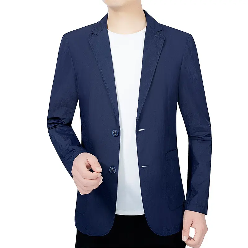 New Summer Man Quick Drying Thin Blazers Jackets Business Casual Suits Coats Fashion Male Blazers Men's Sunscreen Clothing 4XL