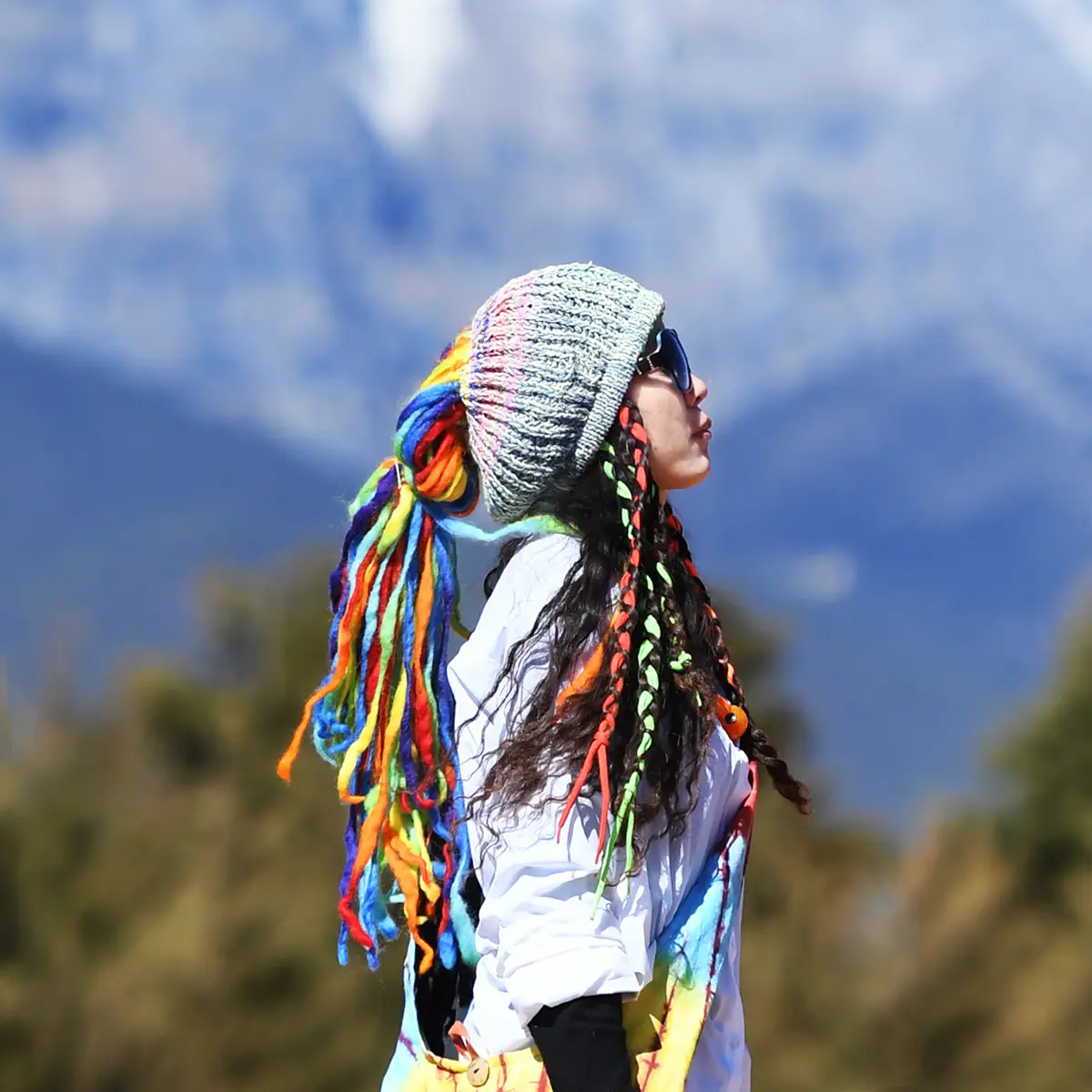 Women's Balaclava Outdoor Travel Nepal Handmade Wool Felt Reggae Ethnic Style Knitted Hat Dirty Braid Hat Earmuffs