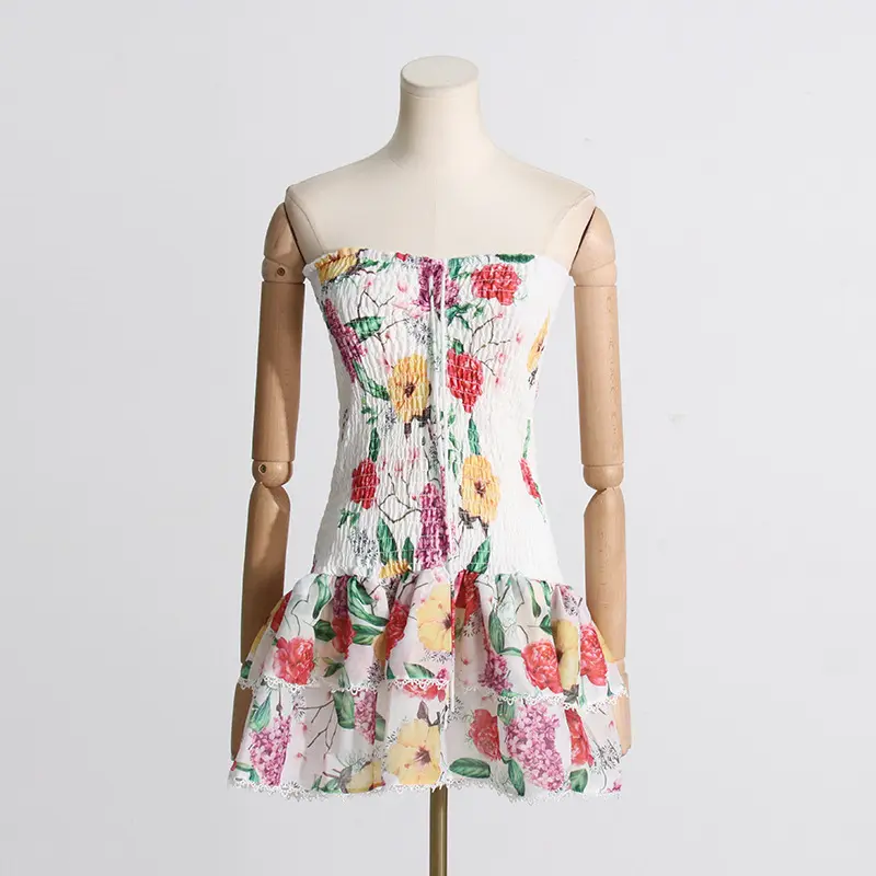 Short Skirt Fashionable Summer Temperament Slim Fit Printed Buttocks Short Style Hanging Neck Skirt Dress