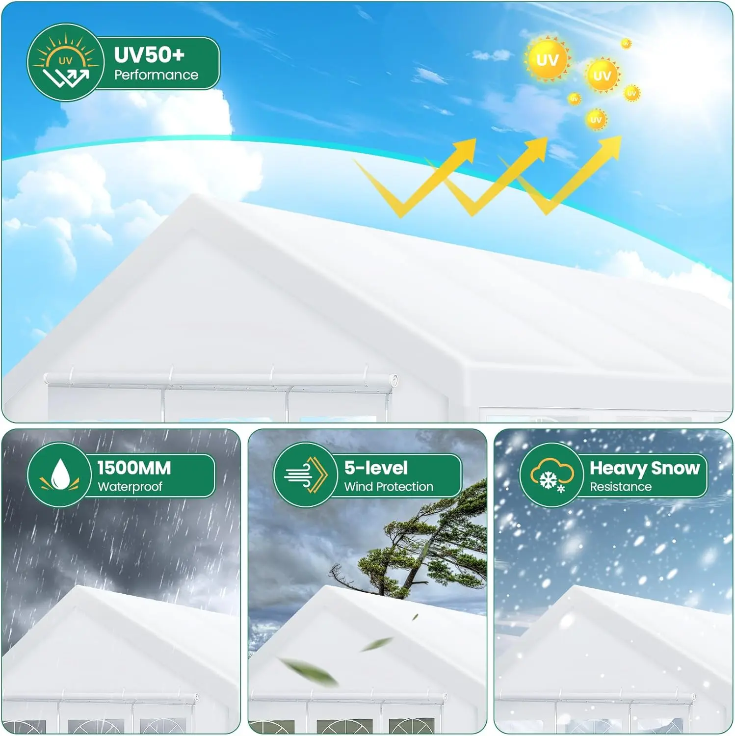 20x40 Party Tent Heavy Duty, Galvanized Wedding Tent, Event Shelter for Parties, Outdoor with Removable Sidewall & Built