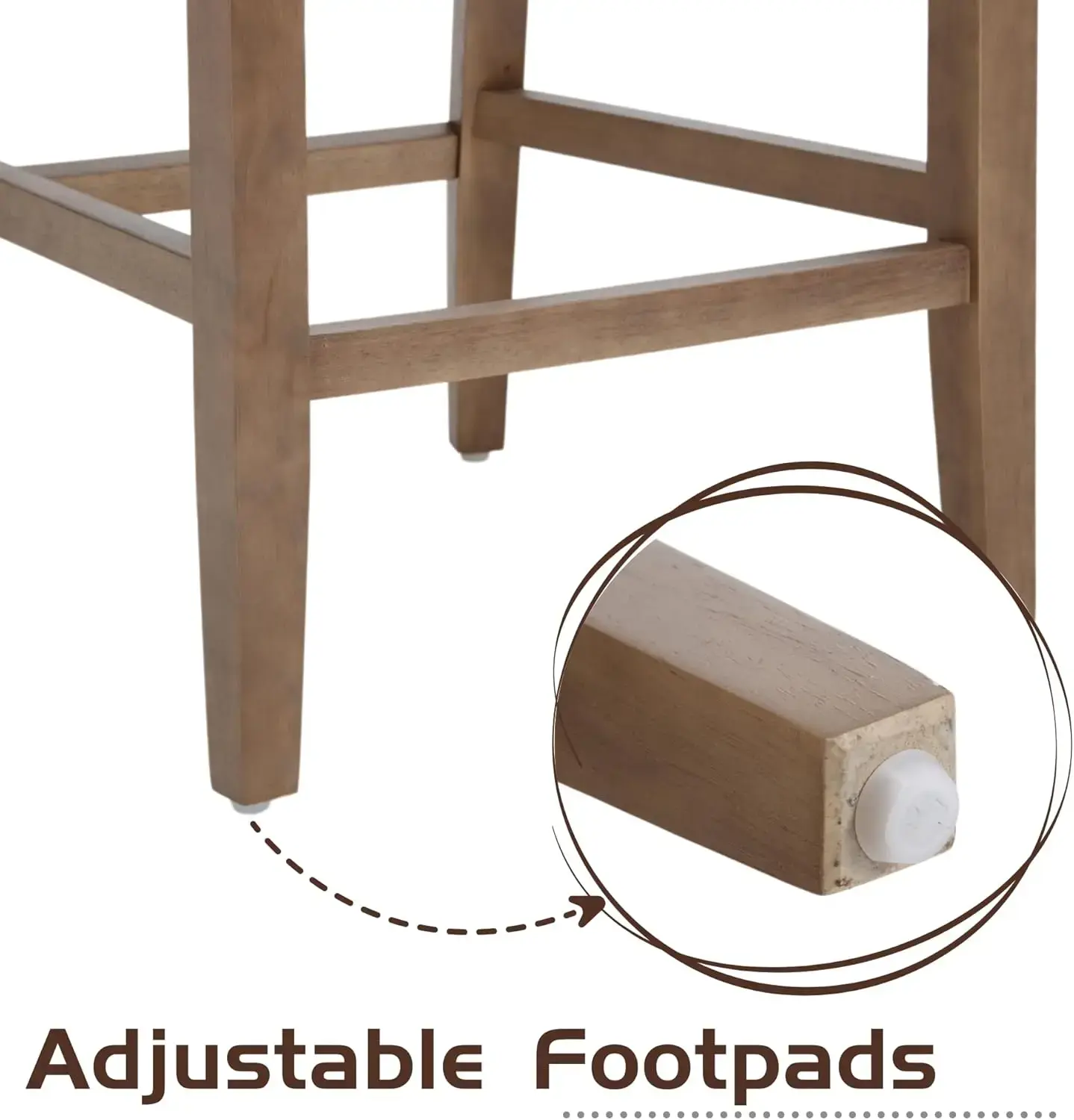 Farmhouse Bar Stools Set of 4, 26" Counter Height Barstools, Linen Upholstered Barstools with Open Back , Beige
