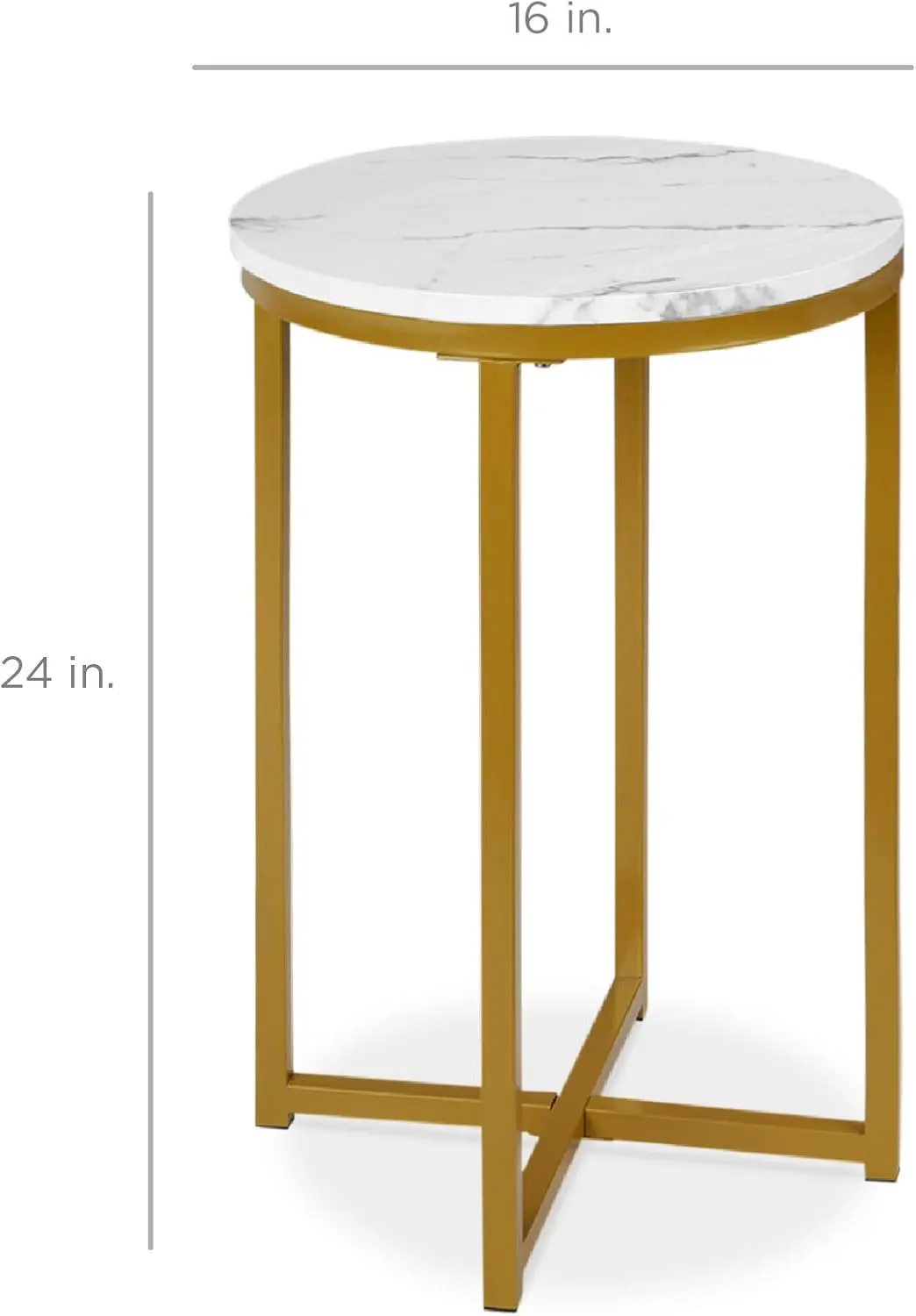 16in Faux Marble Accent Table, Modern End Table, Small Coffee Table Home Decor for Living Room, Dining Room, Tea, Coffee